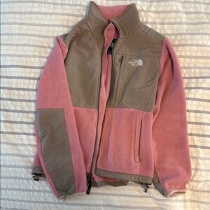 The North Face Pink and Gray Ski & Snow Jacket with Color-Block Design